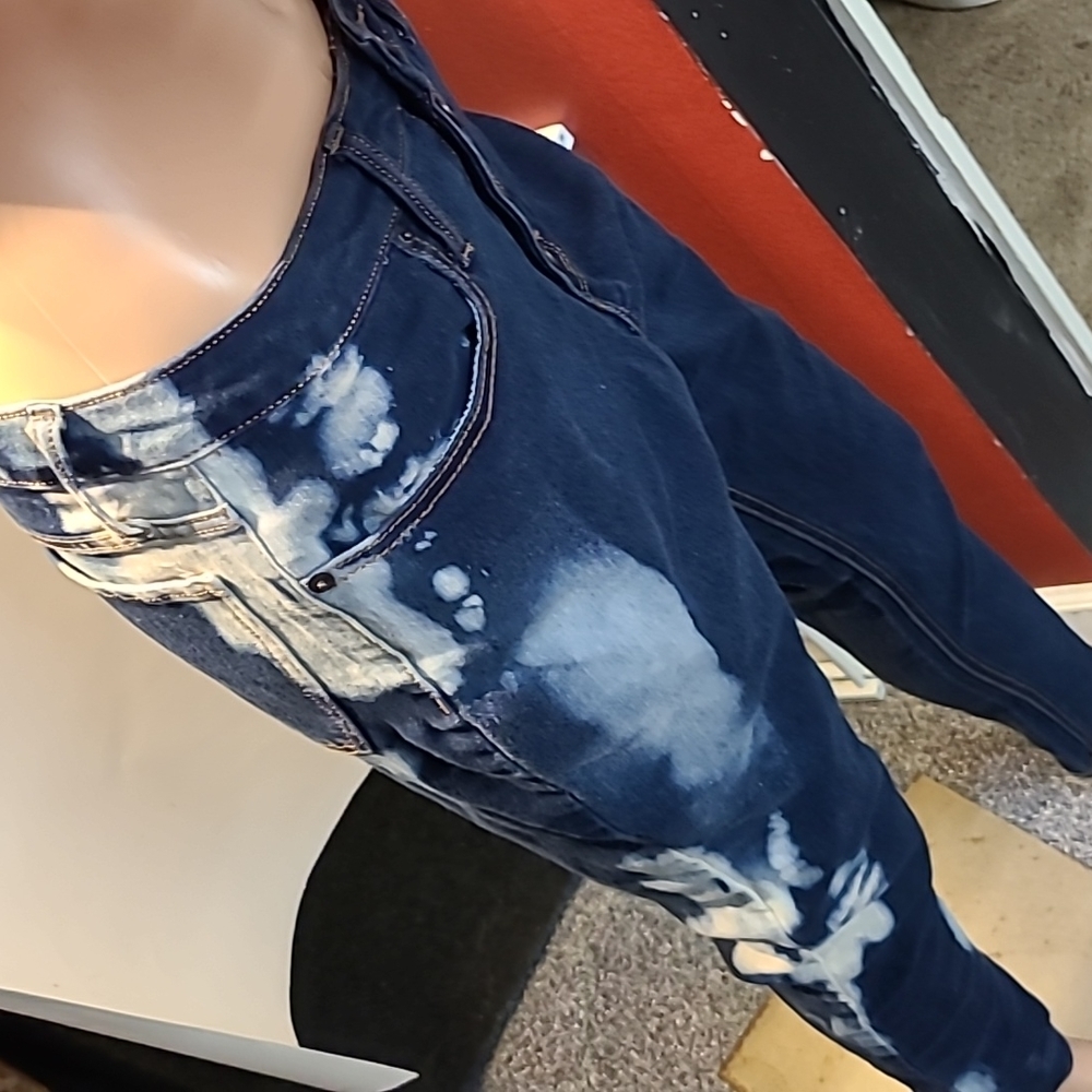 No Boundaries Acid Stain High Waisted Button Up Skinny Leg Jeans